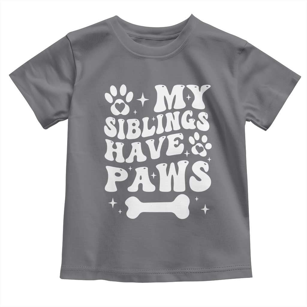 Protected By Dog Toddler T Shirt My Siblings Have Paws Funny Baby Shower Gift TS10 Charcoal Print Your Wear