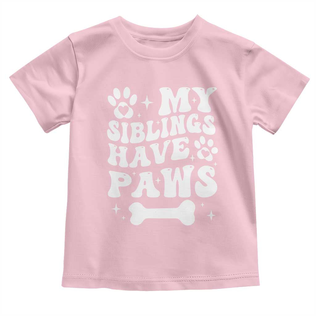 Protected By Dog Toddler T Shirt My Siblings Have Paws Funny Baby Shower Gift TS10 Light Pink Print Your Wear