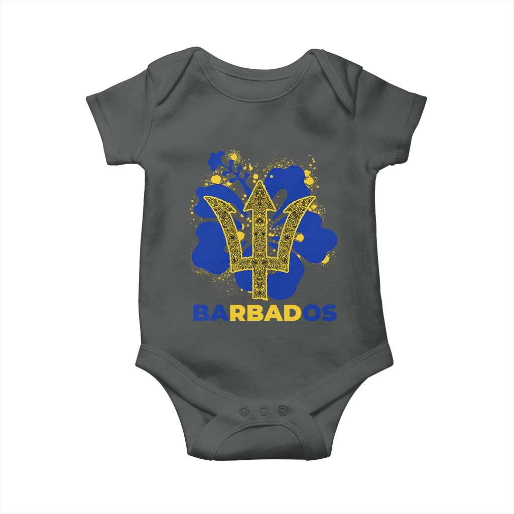 Proud Barbados Bajan Barbadian Flag Roots Baby Onesie TS11 Dark Heather Print Your Wear