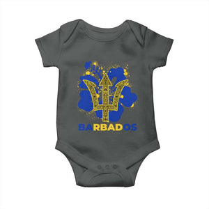 Proud Barbados Bajan Barbadian Flag Roots Baby Onesie TS11 Dark Heather Print Your Wear