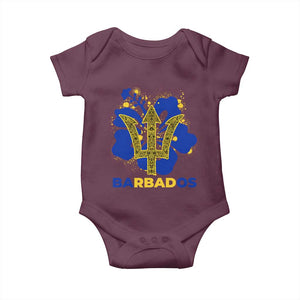 Proud Barbados Bajan Barbadian Flag Roots Baby Onesie TS11 Maroon Print Your Wear