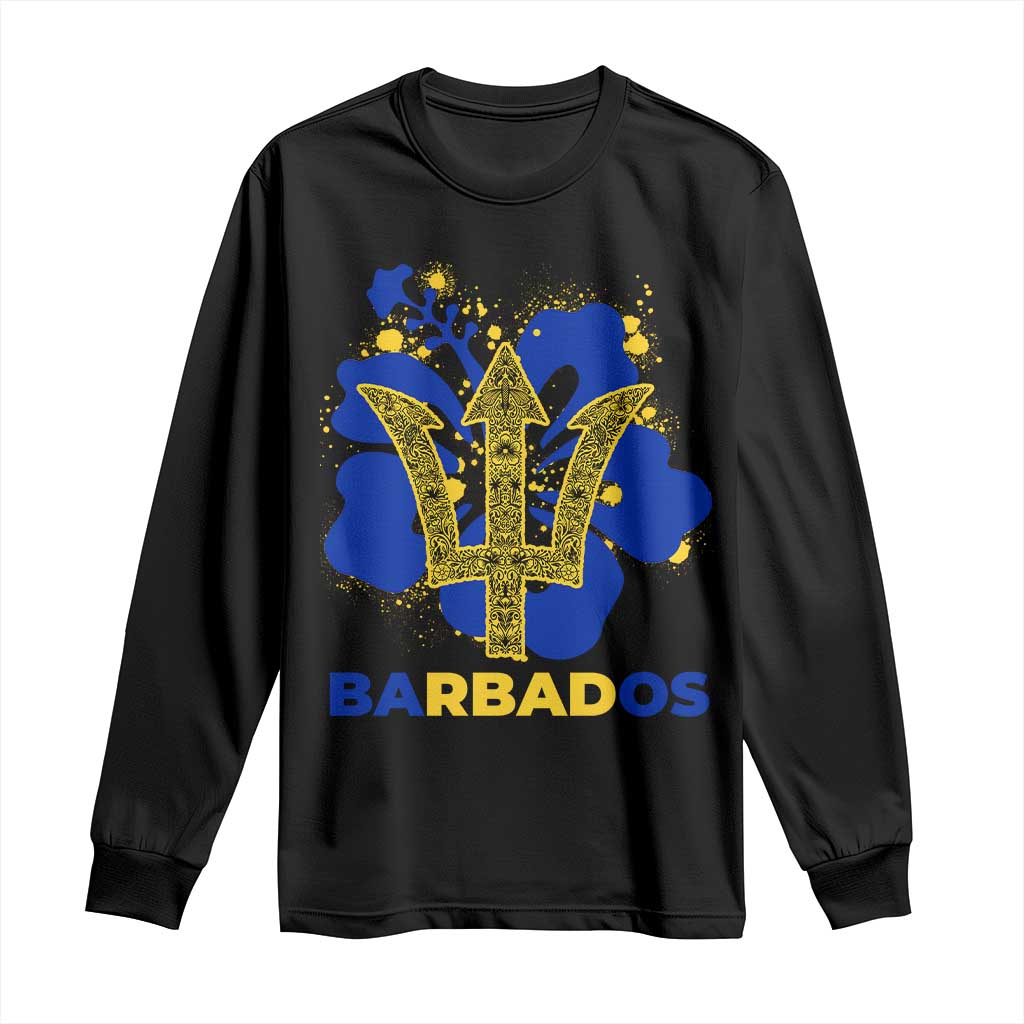 Proud Barbados Bajan Barbadian Flag Roots Long Sleeve Shirt TS11 Black Print Your Wear
