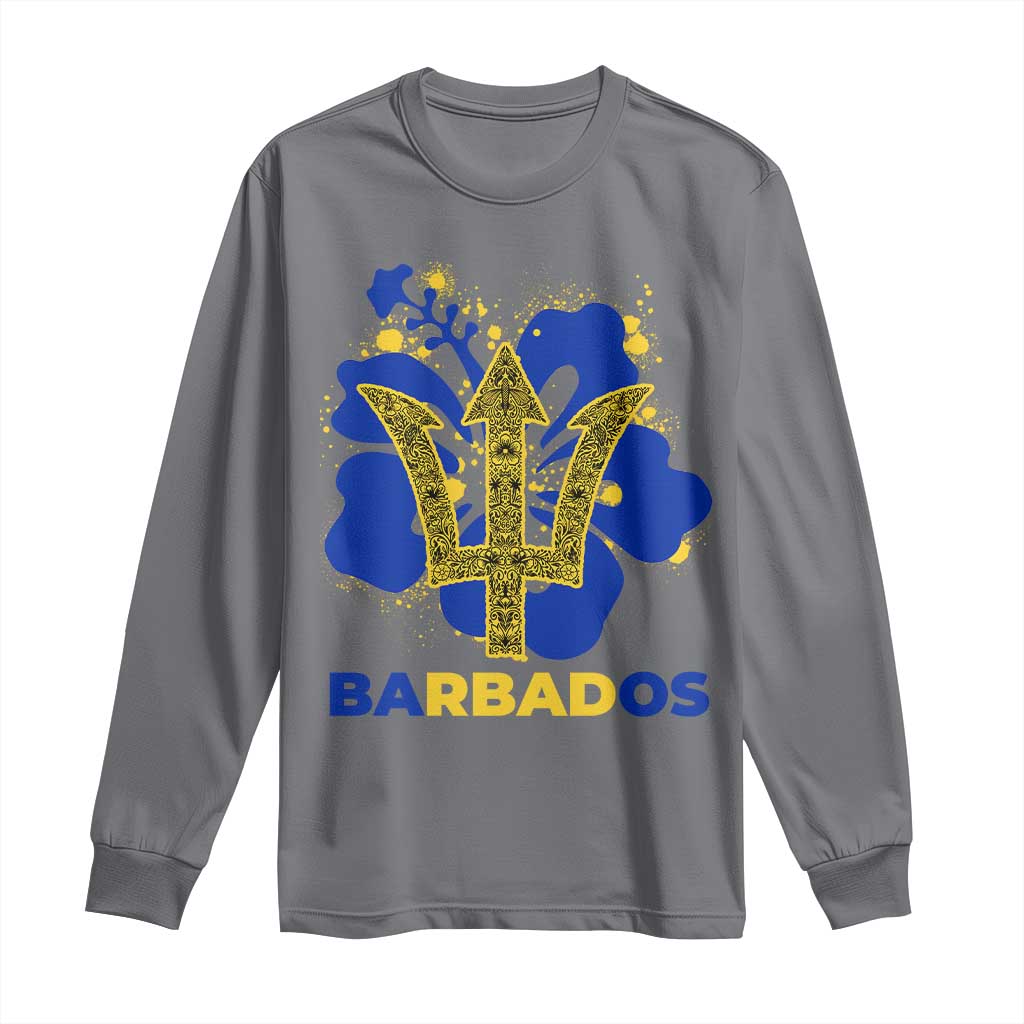 Proud Barbados Bajan Barbadian Flag Roots Long Sleeve Shirt TS11 Charcoal Print Your Wear