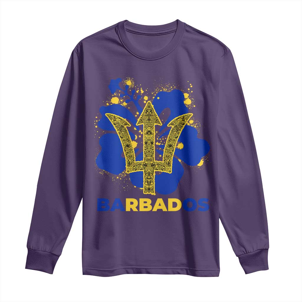 Proud Barbados Bajan Barbadian Flag Roots Long Sleeve Shirt TS11 Purple Print Your Wear
