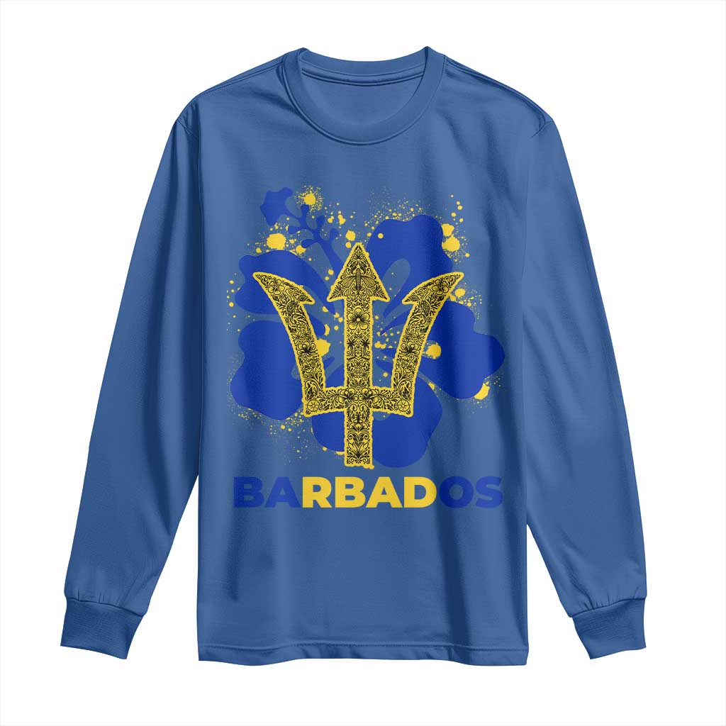 Proud Barbados Bajan Barbadian Flag Roots Long Sleeve Shirt TS11 Royal Blue Print Your Wear