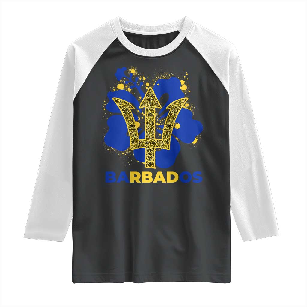 Proud Barbados Bajan Barbadian Flag Roots Raglan Shirt TS11 Black White Print Your Wear