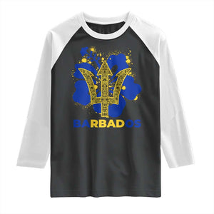 Proud Barbados Bajan Barbadian Flag Roots Raglan Shirt TS11 Black White Print Your Wear