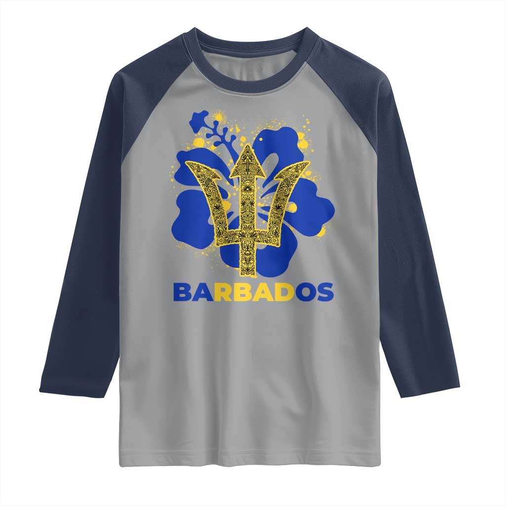 Proud Barbados Bajan Barbadian Flag Roots Raglan Shirt TS11 Sport Gray Navy Print Your Wear