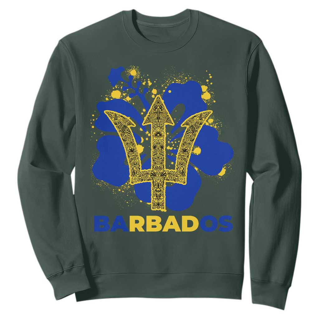 Proud Barbados Bajan Barbadian Flag Roots Sweatshirt TS11 Dark Forest Green Print Your Wear