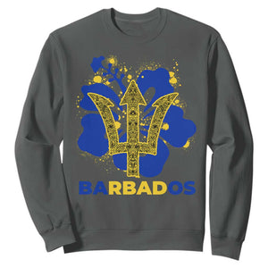 Proud Barbados Bajan Barbadian Flag Roots Sweatshirt TS11 Dark Heather Print Your Wear