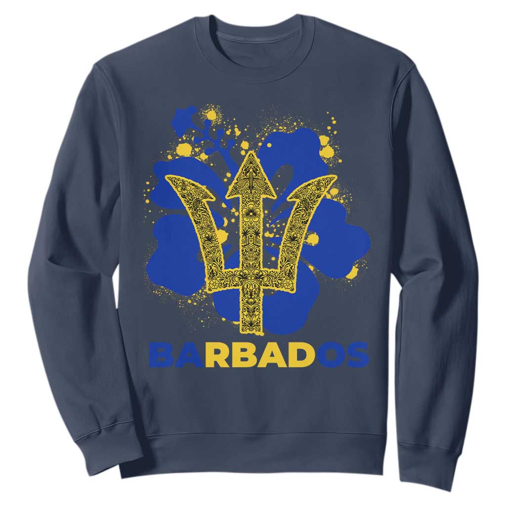 Proud Barbados Bajan Barbadian Flag Roots Sweatshirt TS11 Navy Print Your Wear