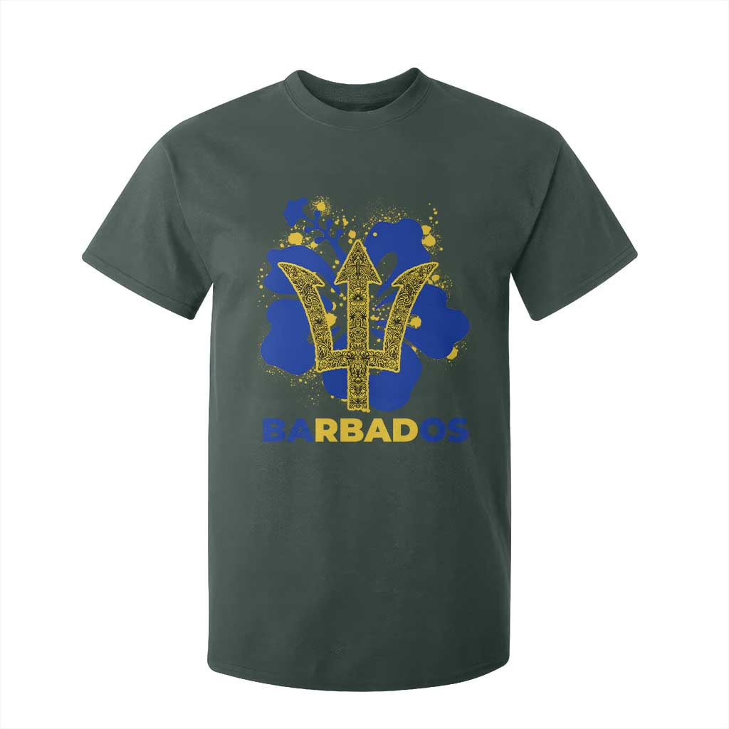 Proud Barbados Bajan Barbadian Flag Roots T Shirt For Kid TS11 Dark Forest Green Print Your Wear