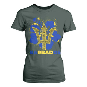 Proud Barbados Bajan Barbadian Flag Roots T Shirt For Women TS11 Dark Forest Green Print Your Wear