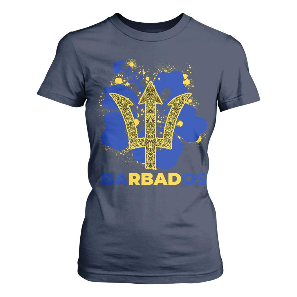 Proud Barbados Bajan Barbadian Flag Roots T Shirt For Women TS11 Navy Print Your Wear
