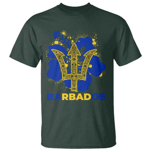 Proud Barbados Bajan Barbadian Flag Roots T Shirt TS11 Dark Forest Green Print Your Wear