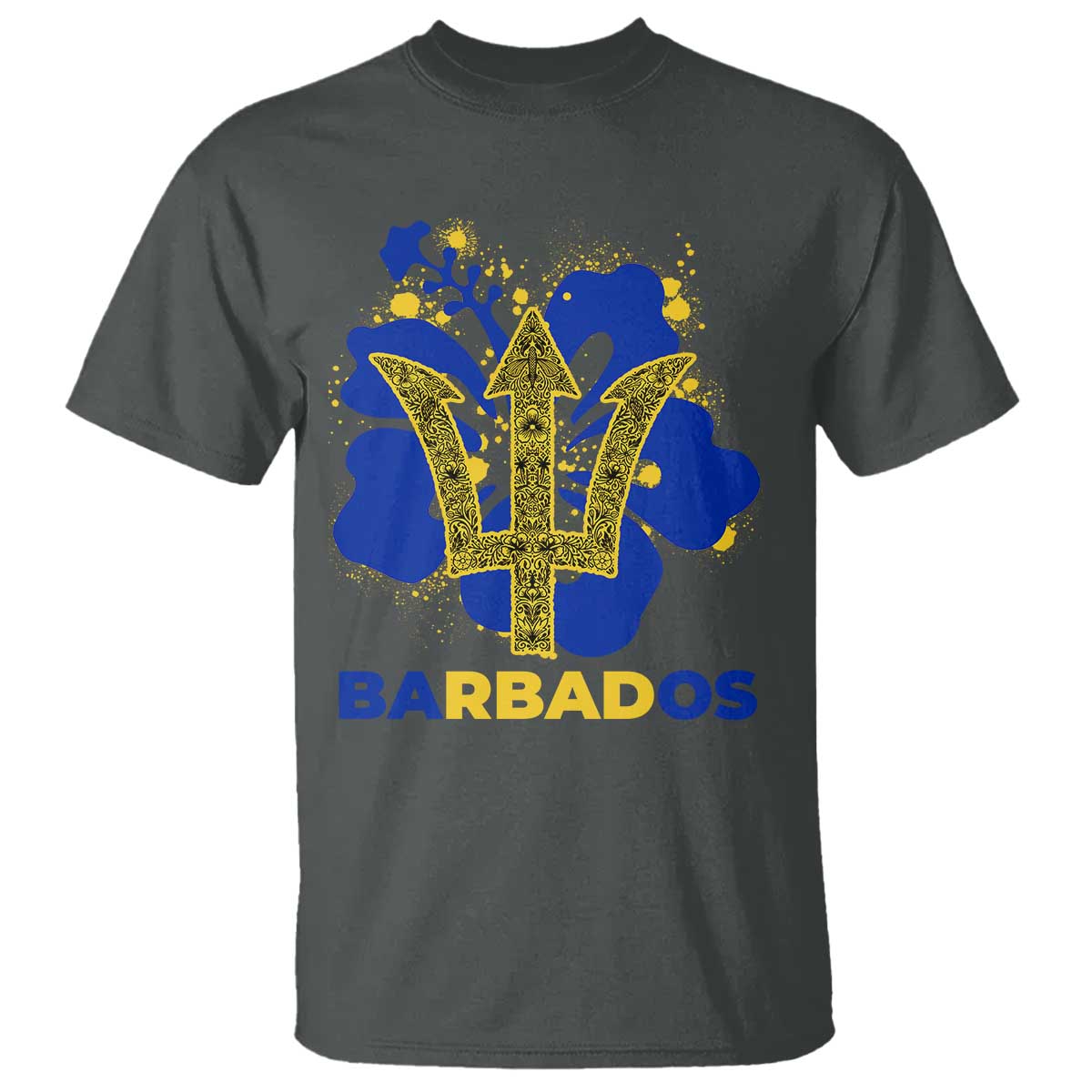 Proud Barbados Bajan Barbadian Flag Roots T Shirt TS11 Dark Heather Print Your Wear