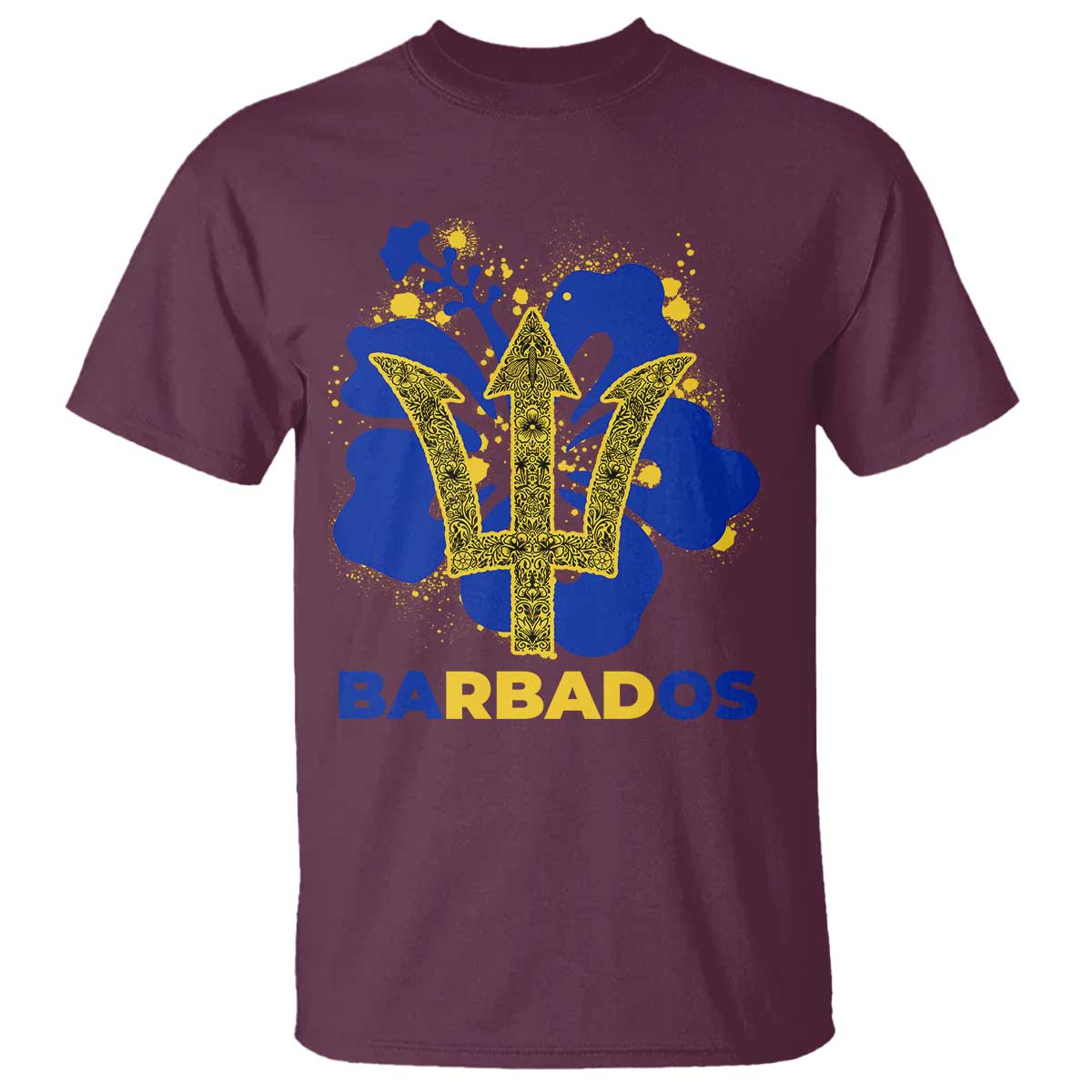 Proud Barbados Bajan Barbadian Flag Roots T Shirt TS11 Maroon Print Your Wear