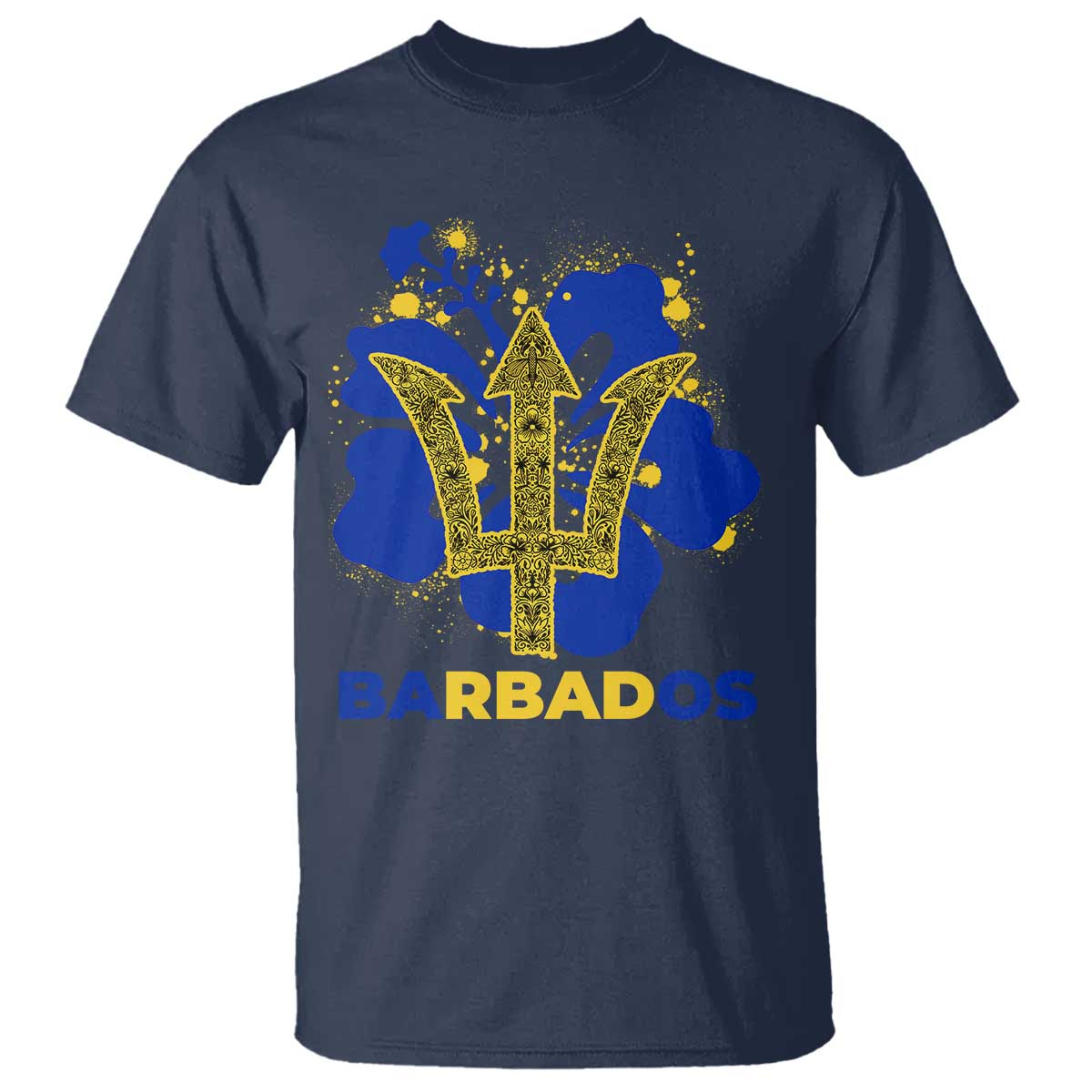 Proud Barbados Bajan Barbadian Flag Roots T Shirt TS11 Navy Print Your Wear