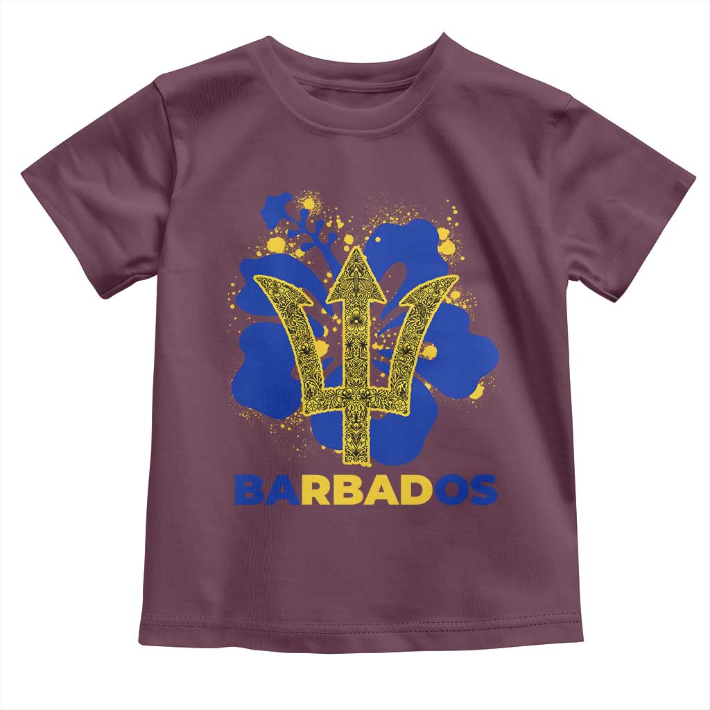 Proud Barbados Bajan Barbadian Flag Roots Toddler T Shirt TS11 Maroon Print Your Wear
