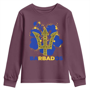 Proud Barbados Bajan Barbadian Flag Roots Youth Sweatshirt TS11 Maroon Print Your Wear