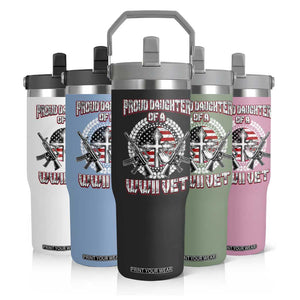 Proud Daughter Of A WWII Vet Flip Straw Tumbler World War 2 Veteran WW2 TS02 Print Your Wear