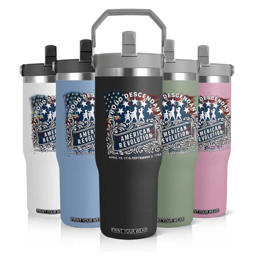 Proud Descendant American Revolution Flip Straw Tumbler 1775 to 1783 Patriotic Heritage TS02 Print Your Wear