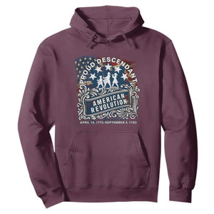 Proud Descendant American Revolution Hoodie 1775 to 1783 Patriotic Heritage TS02 Maroon Print Your Wear
