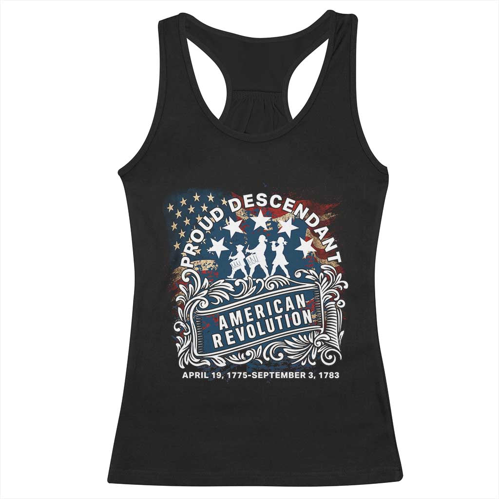 Proud Descendant American Revolution Racerback Tank Top 1775 to 1783 Patriotic Heritage TS02 Black Print Your Wear