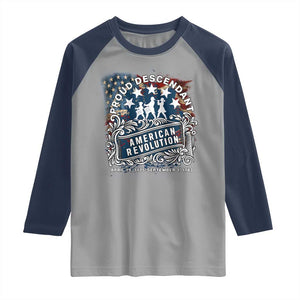 Proud Descendant American Revolution Raglan Shirt 1775 to 1783 Patriotic Heritage TS02 Sport Gray Navy Print Your Wear