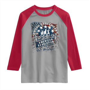 Proud Descendant American Revolution Raglan Shirt 1775 to 1783 Patriotic Heritage TS02 Sport Gray Red Print Your Wear