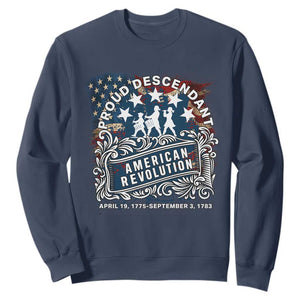 Proud Descendant American Revolution Sweatshirt 1775 to 1783 Patriotic Heritage TS02 Navy Print Your Wear