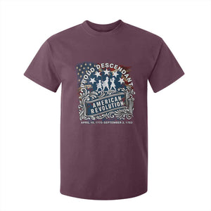 Proud Descendant American Revolution T Shirt For Kid 1775 to 1783 Patriotic Heritage TS02 Maroon Print Your Wear