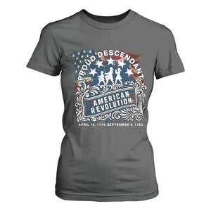 Proud Descendant American Revolution T Shirt For Women 1775 to 1783 Patriotic Heritage TS02 Dark Heather Print Your Wear