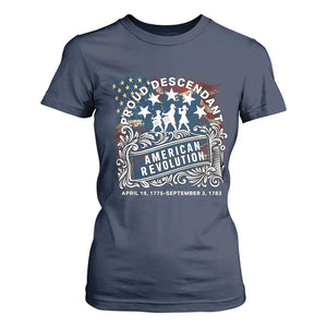 Proud Descendant American Revolution T Shirt For Women 1775 to 1783 Patriotic Heritage TS02 Navy Print Your Wear