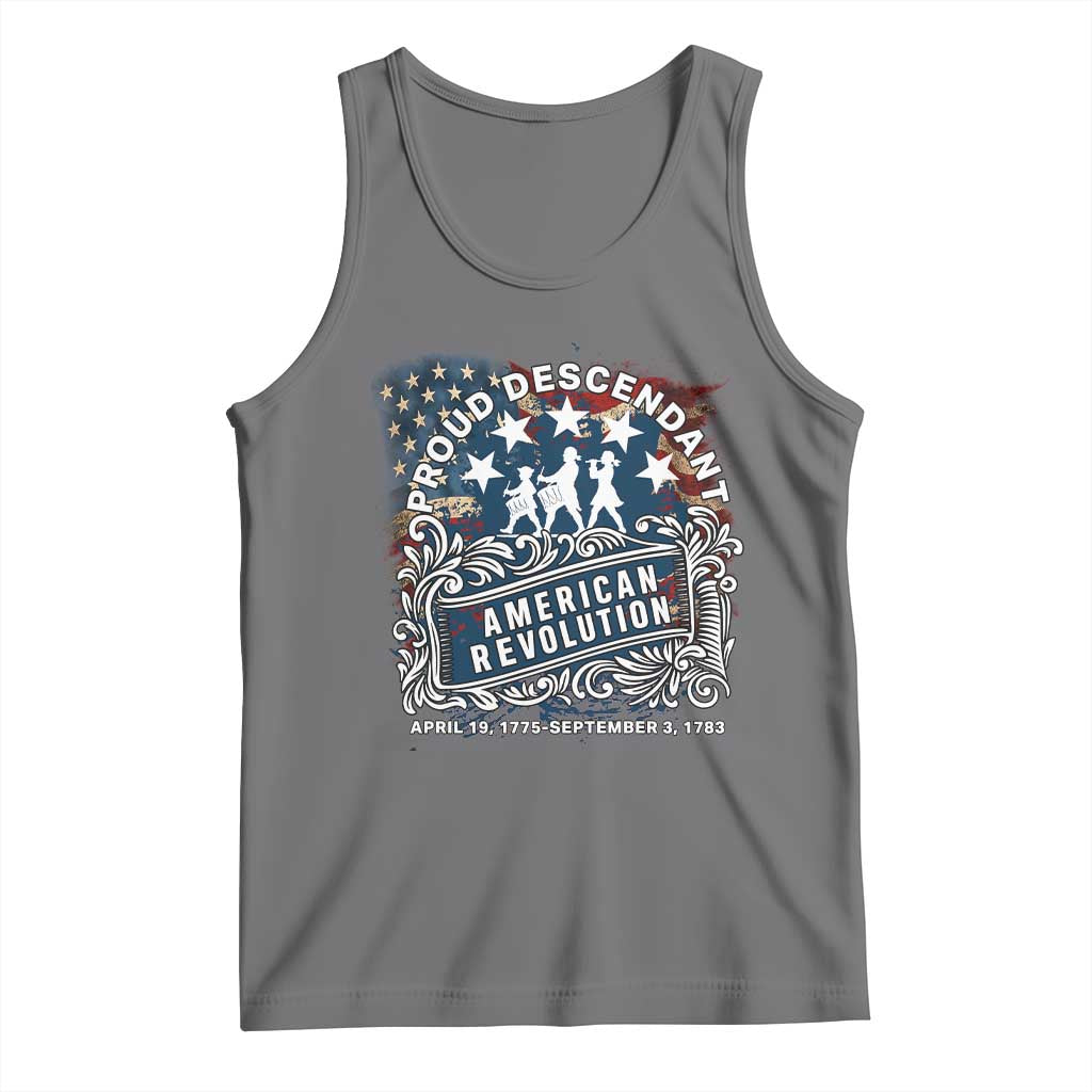 Proud Descendant American Revolution Tank Top 1775 to 1783 Patriotic Heritage TS02 Black Heather Print Your Wear