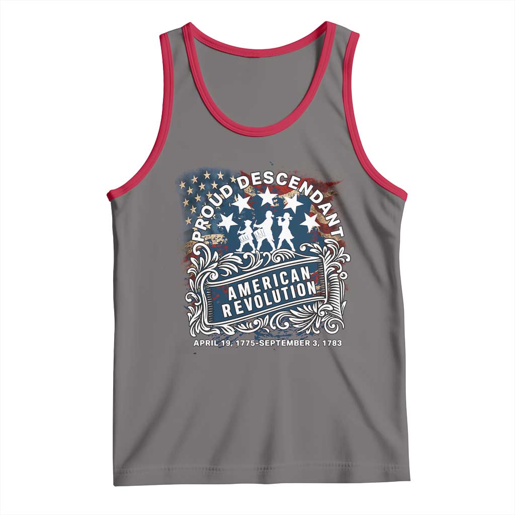 Proud Descendant American Revolution Tank Top 1775 to 1783 Patriotic Heritage TS02 Deep Heather Red Print Your Wear
