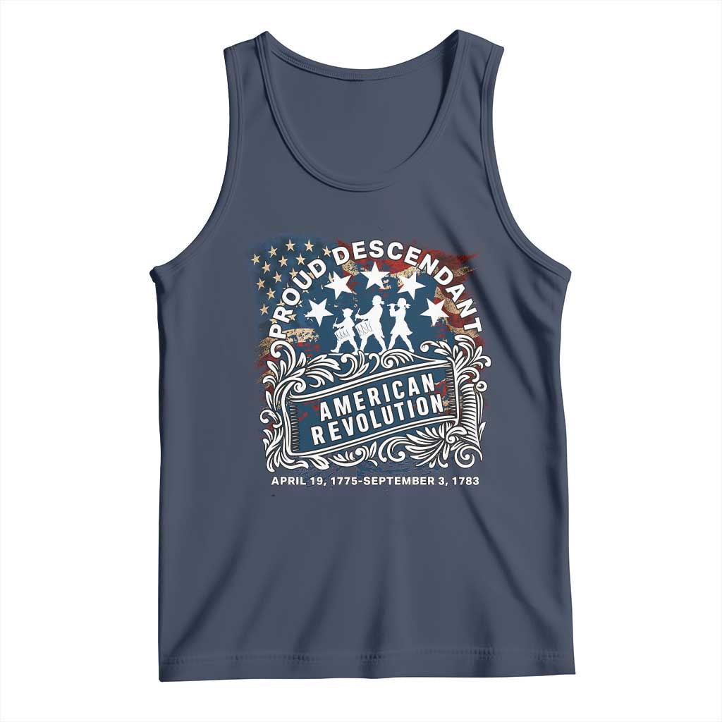 Proud Descendant American Revolution Tank Top 1775 to 1783 Patriotic Heritage TS02 Navy Print Your Wear