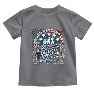 Proud Descendant American Revolution Toddler T Shirt 1775 to 1783 Patriotic Heritage TS02 Charcoal Print Your Wear
