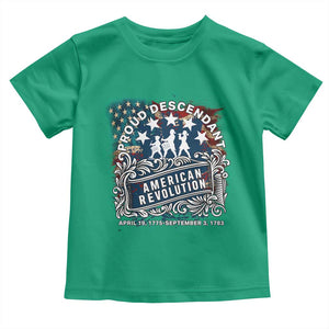 Proud Descendant American Revolution Toddler T Shirt 1775 to 1783 Patriotic Heritage TS02 Irish Green Print Your Wear
