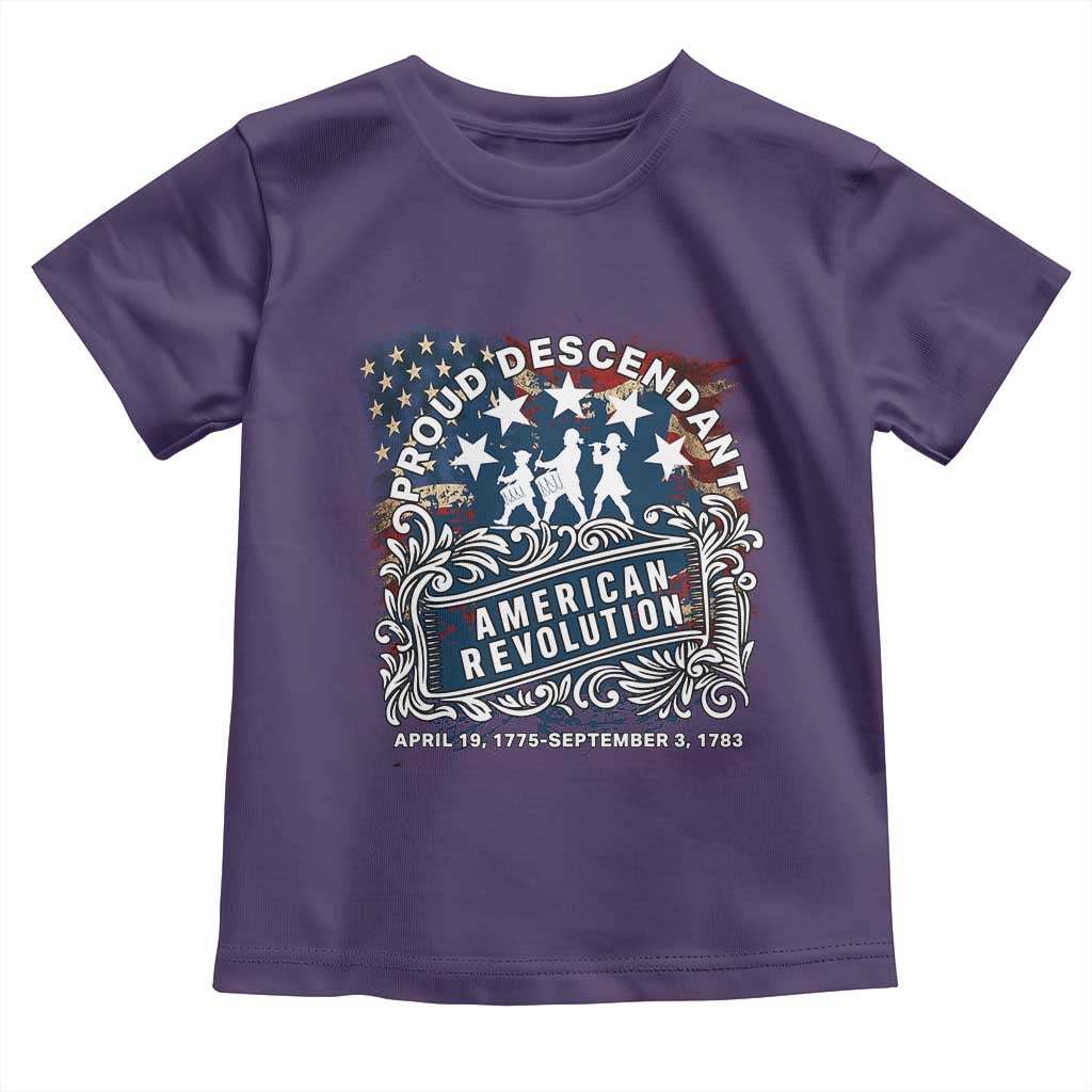 Proud Descendant American Revolution Toddler T Shirt 1775 to 1783 Patriotic Heritage TS02 Purple Print Your Wear