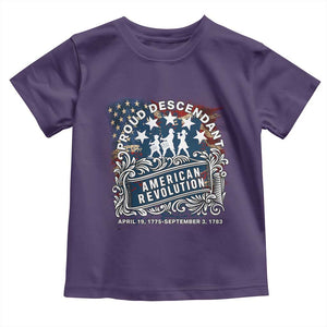 Proud Descendant American Revolution Toddler T Shirt 1775 to 1783 Patriotic Heritage TS02 Purple Print Your Wear