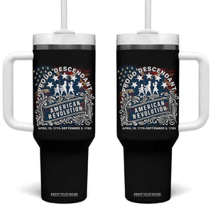 Proud Descendant American Revolution Tumbler With Handle 1775 to 1783 Patriotic Heritage TS02 One Size: 40 oz Black Print Your Wear