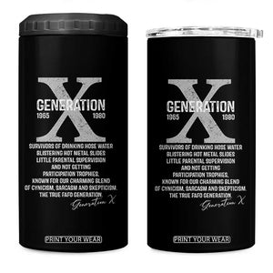Proud Gen X 1965 to 1980 4 in 1 Can Cooler Tumbler Vintage Generation X TS11 One Size: 16 oz Black Print Your Wear