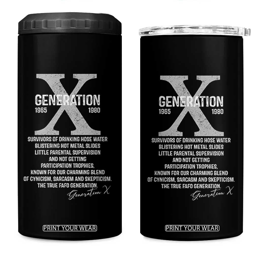 Proud Gen X 1965 to 1980 4 in 1 Can Cooler Tumbler Vintage Generation X TS11 One Size: 16 oz Black Print Your Wear