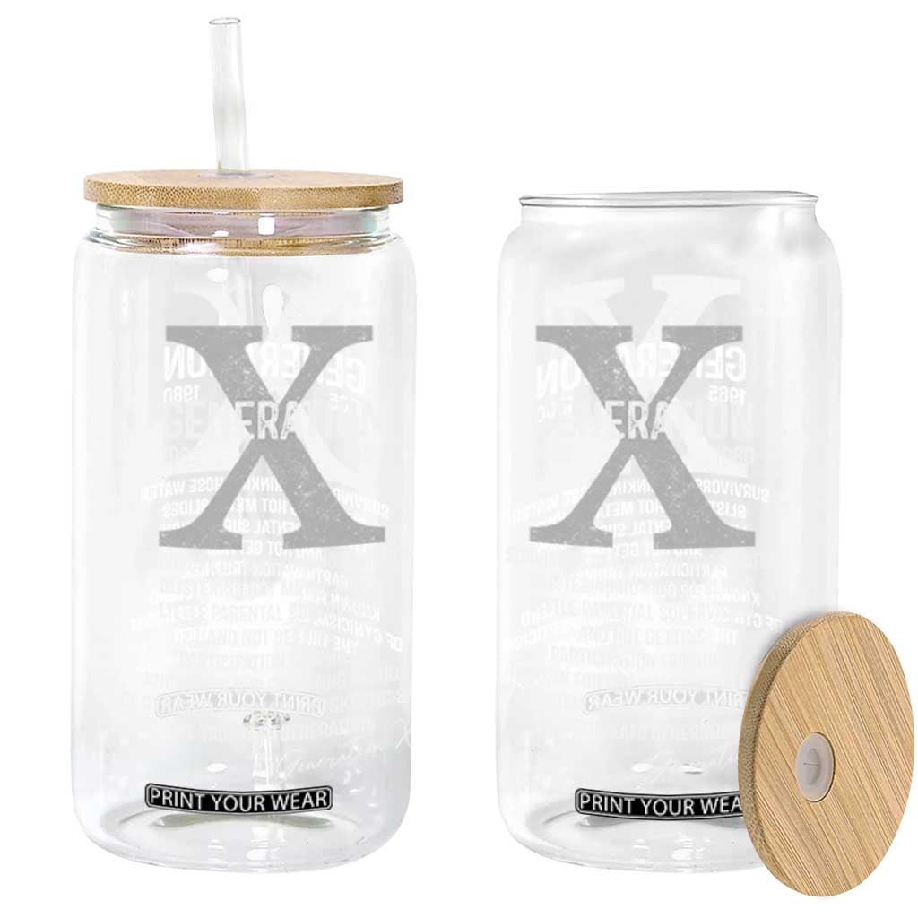 Proud Gen X 1965 to 1980 Glass Can Vintage Generation X TS11 Black Print Your Wear