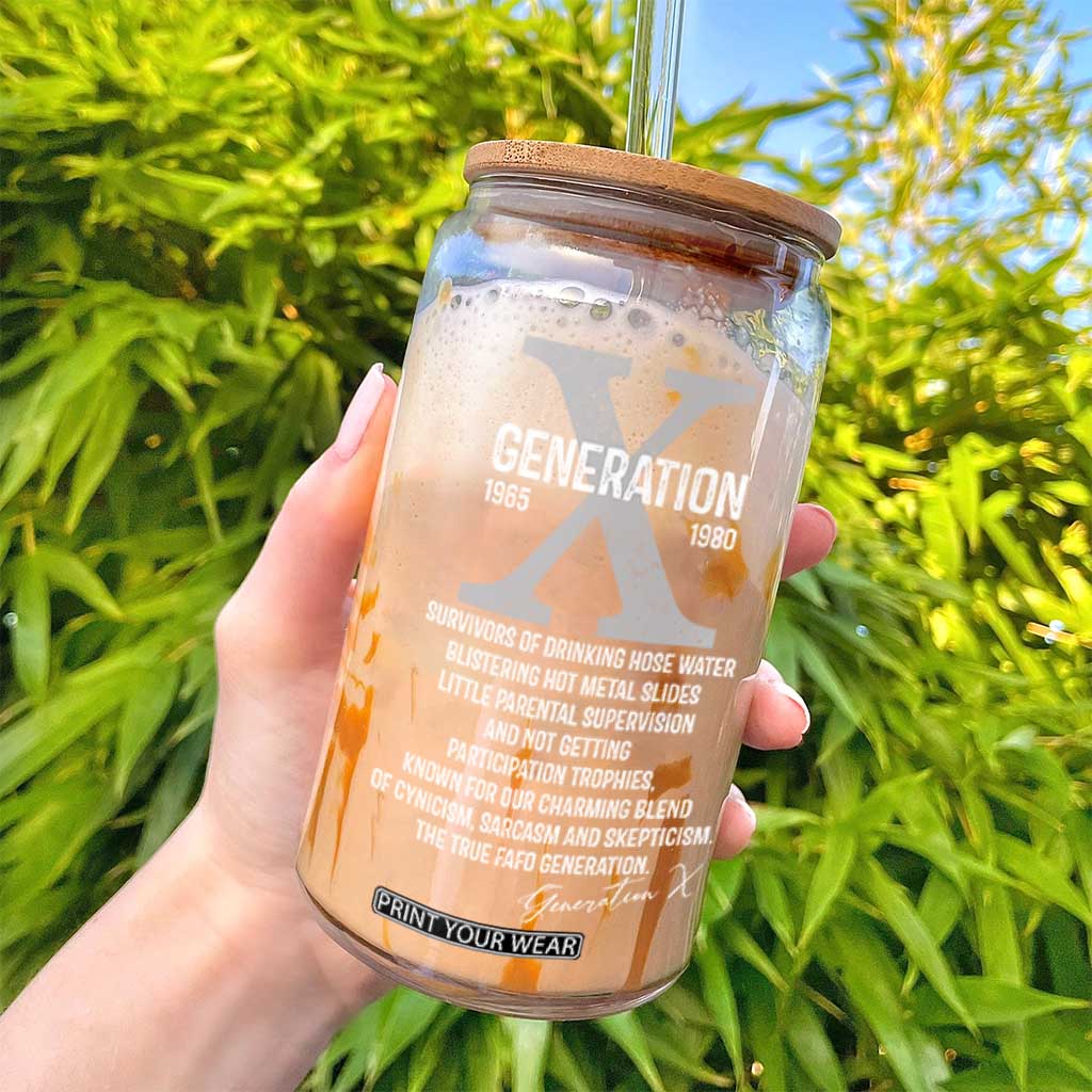 Proud Gen X 1965 to 1980 Glass Can Vintage Generation X TS11 Print Your Wear