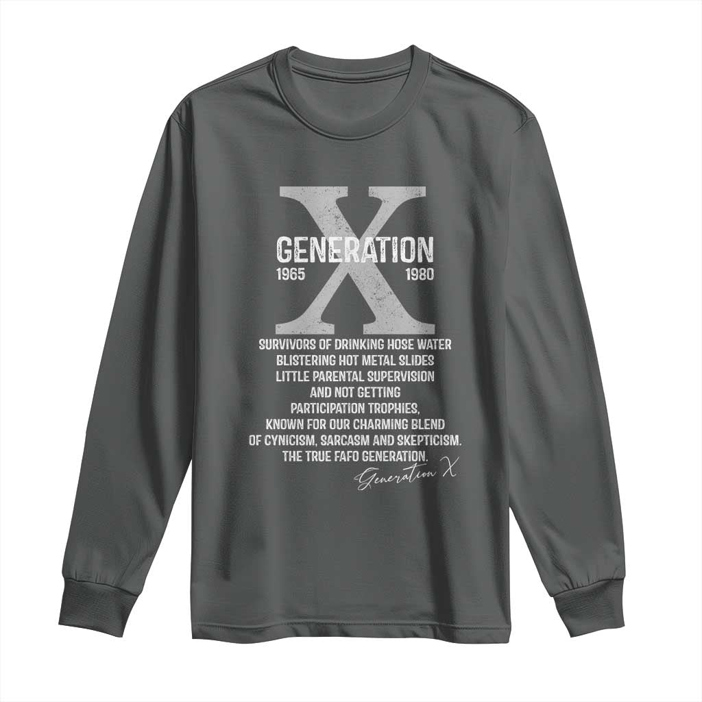 Proud Gen X 1965 to 1980 Long Sleeve Shirt Vintage Generation X TS11 Dark Heather Print Your Wear