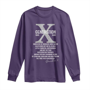Proud Gen X 1965 to 1980 Long Sleeve Shirt Vintage Generation X TS11 Purple Print Your Wear