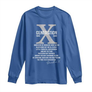 Proud Gen X 1965 to 1980 Long Sleeve Shirt Vintage Generation X TS11 Royal Blue Print Your Wear
