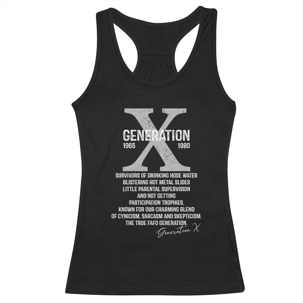 Proud Gen X 1965 to 1980 Racerback Tank Top Vintage Generation X TS11 Black Print Your Wear